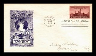 Dr Jim Stamps Us Smithsonian Institution 100th Anniversary Fdc Cover Scott 943