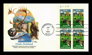 Us Cover Alaska Statehood 25th Anniversary Fdc Plate Block Fleetwood Cachet