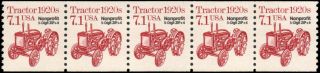 Us 2127b Mnh 7.  1c Tractor Coil Strip Of 5,  Nonprofit