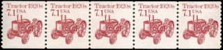 Us 2127 Mnh 7.  1c Tractor Coil Strip Of 5