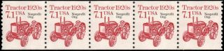 Us 2127a Mnh 7.  1c Tractor Coil Strip Of 5,  Nonprofit Org