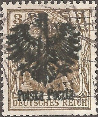 1918 1919 Konin 3 Pfg.  Local Stamp Polska Poczta Overprint Brown Poland