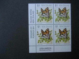 Zealand Nhm Plate Block - 1991 $1 Butterfly Sg1635