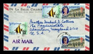 Dr Jim Stamps De La Salle College Airmail Tied Multi Franked Philippines Cover