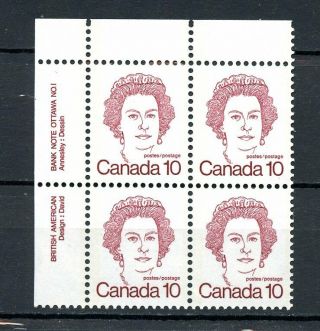 Canada Mnh 593a Pl Block Ul Plate 1 Caricature Defins 10c Queen 1976 A246