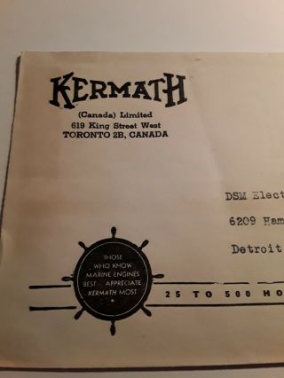 1953 Canada Advertiseing Cover Kermath Marine Engines 25 To 500 Hp Gas Or Diesel