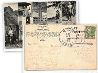 1938 Ship Cancel Uss Vestal Pearl Harbor Multi - View Hawaii Like A Photo Postcard