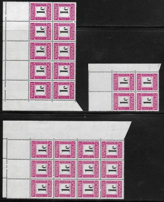South Africa 1961 1c Postage Dues Mnh Blocks Selection With Varieties