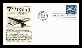 Dr Jim Stamps Us 7c Jet Silhouette Air Mail First Day Cover Fleetwood