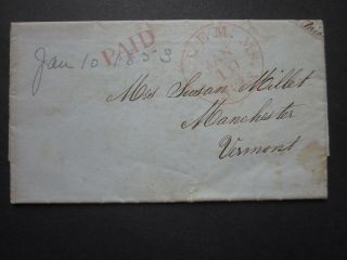 1853 Stampless Fls Red Paid Salem Ms Cds 2pg Sad Letter Inc Illness Flood (?) Vg