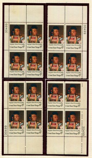 Us Matched Plate Block Mnh 1354 6c American Indian,  7a067