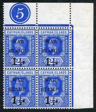 Cayman Is Sg54 1.  5d On 2.  5d Type 15 Plate Block (3 X Stamps U/m)