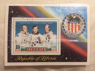 Apollo 16 Mission Stamp Republic Of Liberia,  Young Mattingly Duke
