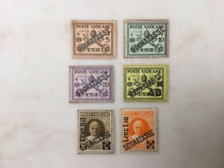 Vatican Stamps - Sc Cat J1 - J6 Mnh Og (cat Val.  $235)