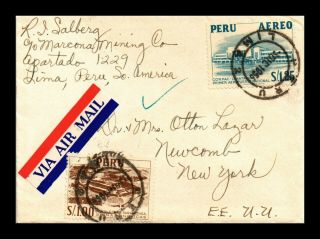 Dr Jim Stamps Lima Peru Airmail Tied Dual Franked Postal History Ladies Cover