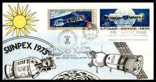 Mayfairstamps 1975 Us Fdc Dyer Hand Painted Apollo Soyuz Joint Issue First Day C