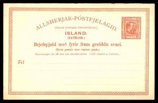 Mayfairstamps Iceland 10 Aur Red Stationery With Paid Reply Card Wwb9627