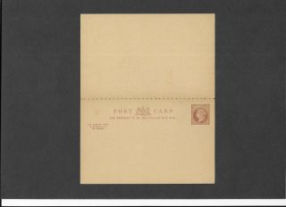 Stationery 1899 Qv 1/2d,  1/2d Brown Reply Postcard Perforation 14/3 Size F Cp34