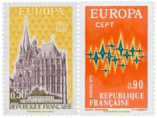 Ebs France 1972 Europa Cept Aachen Cathedral Yt 1714 - 1715 Mnh