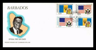 Dr Jim Stamps President Reagan Visit Barbados Fdc Combo Legal Size Cover