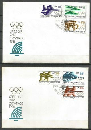 Germany (east) Ddr Gdr 1988 Fdc (2) Sports Olympic Games Seoul