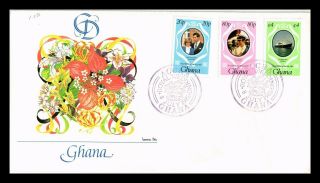 Dr Jim Stamps Royal Wedding Prince Charles Lady Diana Fdc Ghana Legal Size Cover