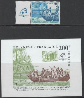 French Polynesia :1989 Bicentenary Of French Revolution Set,  Ms Sg565,  Ms566 Mnh