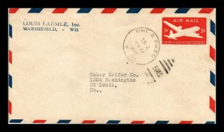 Dr Jim Stamps Us Chicago Owen Railway Post Office Air Mail Cover 1948 Rms Cancel