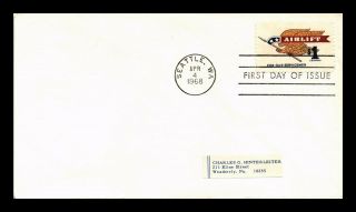 Dr Jim Stamps Us Airlift High Value First Day Cover Uncacheted