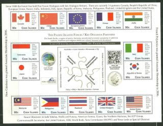 Cook Islands 1416 - 17 Mnh Sheets Pacific Islands Forum,  Flags Scv 45.  00