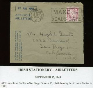 Ireland - 1945 - Postal Stationery - Airletter Form - Fai Af1e - In 1948