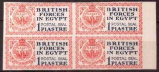 551 - 0068 Egypt| British Forces,  1 Piastre,  1932,  Block.  Of 4,  No Perforation,  Mnh