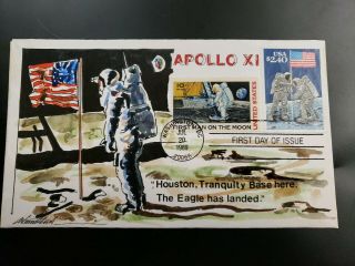 Another Us Fdc 1989 $2.  40 Moon Landing Hand Painted Wildhorse Cachet