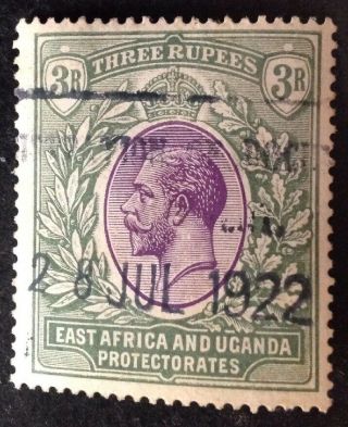 East Africa & Uganda Protectorate 1912 - 21 3 Rupee Green Stamp Vfu
