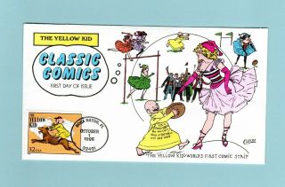 U.  S.  Fdc 3000 Rare Collins Cachet - The Yellow Kid From The Comic Strips Set