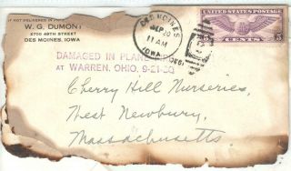 Usa 1930 Burned Cover Warren/ohio Disaster Mail,  Interesting