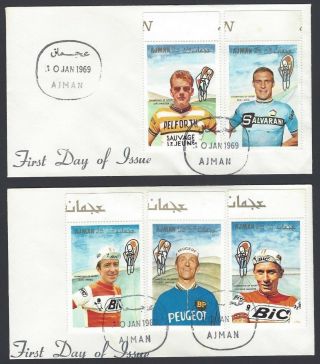 Ajman 1969 Cycling 6v & Ms On 4 Fdcs