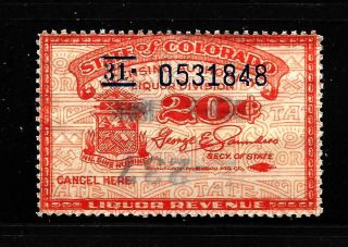 Hick Girl Stamp - State Of Colorado 20 Cents Liquor Tax Stamp Y5210