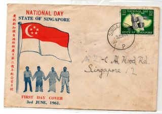Singapore Malaya Fdc Cover 1961.  6.  3 Singapore Postmark (national Day)