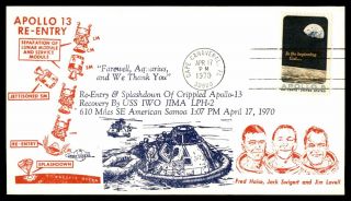 Mayfairstamps 1970 Us Apollo 13 Re Entry Recovery By Uss Iwo Jima Lph 2 Orbit Co