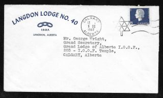 Calgary 1967 Langdon Lodge No.  40 Advertising Cover W/maple Leaf Fancy Cancel