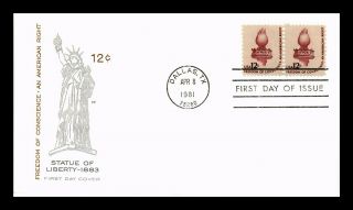 Us Cover Statue Of Liberty Torch Americana Fdc Pair House Of Farnum Cachet