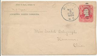 1906 Murphy North Carolina Town & Grid Cancel On 2ct Entire Corner Card Andrews