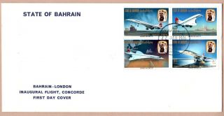 Bahrain 1976 Fdc Concorde Bahrain - London Inaugural Flight 22.  01.  76