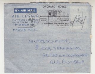 Singapore,  Air Letter,  Orchard Hotel,  1964 Australia Forces Mail,  Stamp Lost,  Signed