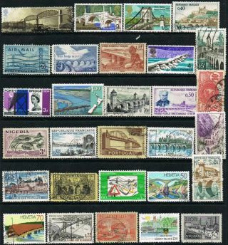 Thematics.  Bridges/highways.  Selection Of 29 Stamps.