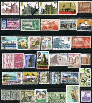 Thematics.  Selection Of 35 Castles/chateaux/forts On Stamps.