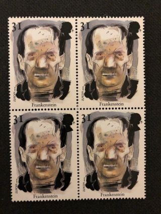 GB 1997 TALES TERROR Dracula Jekyll/Hyde Frankenstein Hound 4 Block 16 Stamp MNH 4