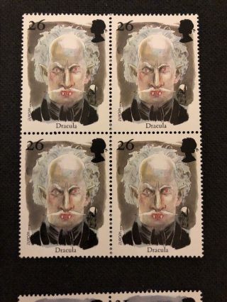 GB 1997 TALES TERROR Dracula Jekyll/Hyde Frankenstein Hound 4 Block 16 Stamp MNH 5