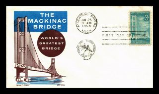 Dr Jim Stamps Us Mackinac Bridge Cachet Craft First Day Cover Scott 1109